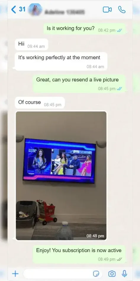 Customer WhatsApp review