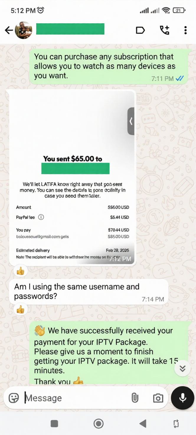 Customer WhatsApp review